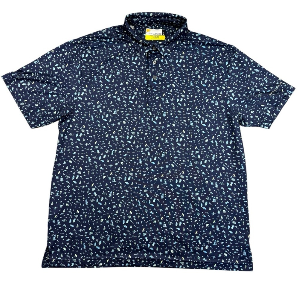 Nicklaus Golf Polo Shirt Men's Sz Large L Eco Choice Short Sleeve Blue Beach​​